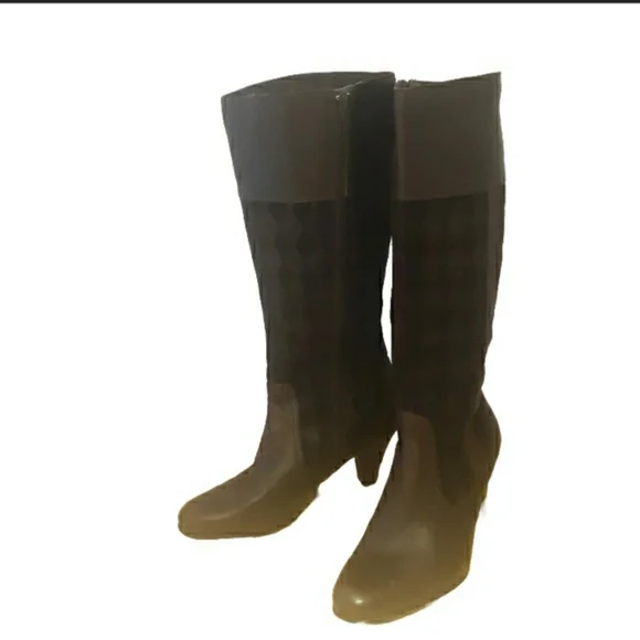 Vintage BORN unusual Diamond Pattern Suede And Leather Tall Boot 9 - Picture 3 of 4